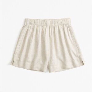 NWOT - Abercrombie Linen-Blend Pull-On Short in Light Beige Size Large R